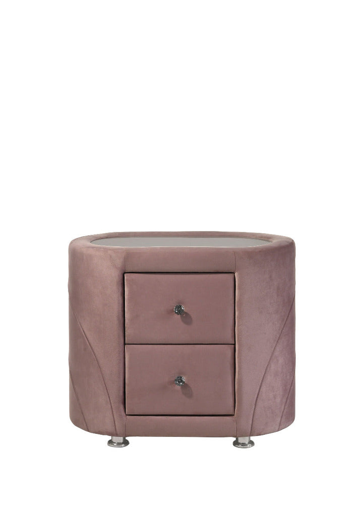 ACME Salonia Pink Velvet Nightstand Model BD01184 - MONAVILLA