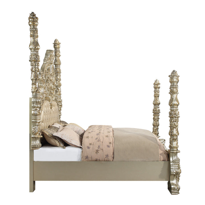 ACME Danae PU, Champagne & Gold Finish Bed Model BD01234 - MONAVILLA