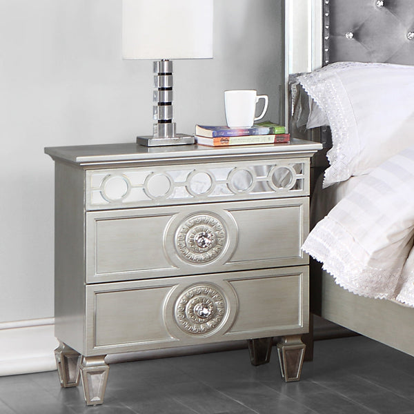 ACME Varian Silver & Mirrored Finish Nightstand Model BD01280 - MONAVILLA