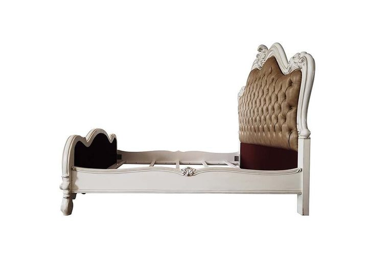 ACME Versailles II Vintage Gray PU & Bone White Finsih Queen Bed Model BD01323Q - MONAVILLA