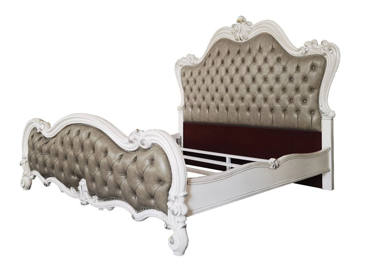 ACME Versailles II Vintage Gray PU & Bone White Finsih Bed Model BD01323 - MONAVILLA