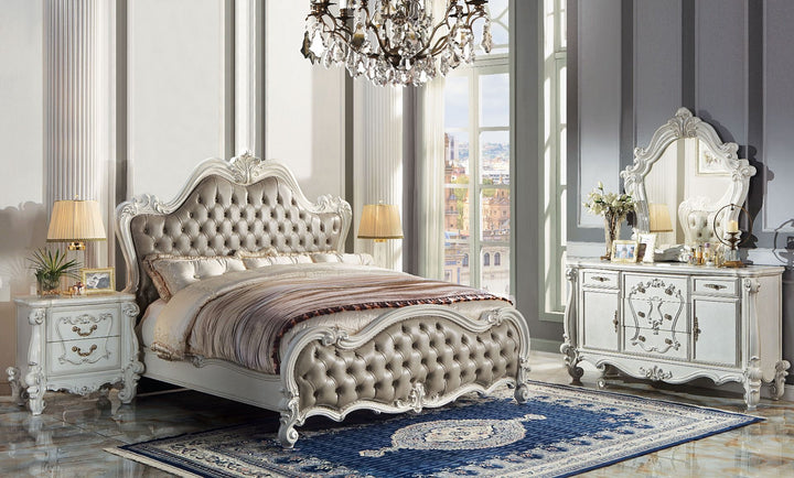 ACME Versailles II Vintage Gray PU & Bone White Finsih Bed Model BD01323 - MONAVILLA