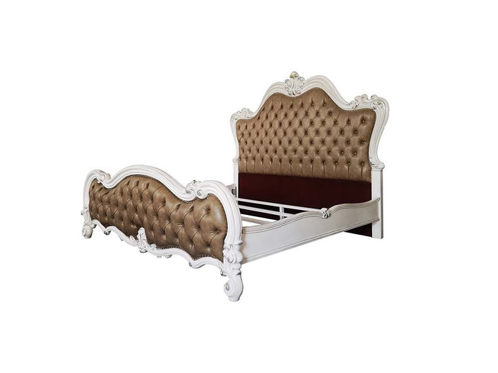 ACME Versailles II Vintage Gray PU & Bone White Finsih Queen Bed Model BD01323Q - MONAVILLA