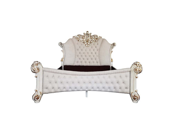 ACME Vendome Two Tone Ivory Fabric & Antique Pearl Finish Queen Bed Model BD01336Q - MONAVILLA