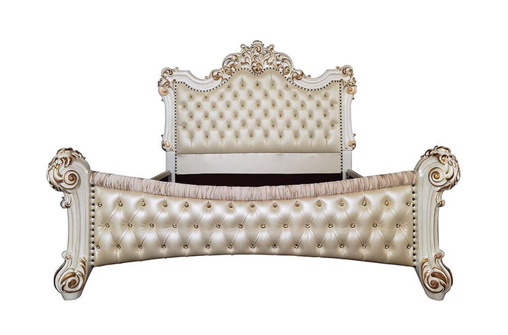 ACME Vendome PU & Antique Pearl Finish Queen Bed Model BD01339Q - MONAVILLA