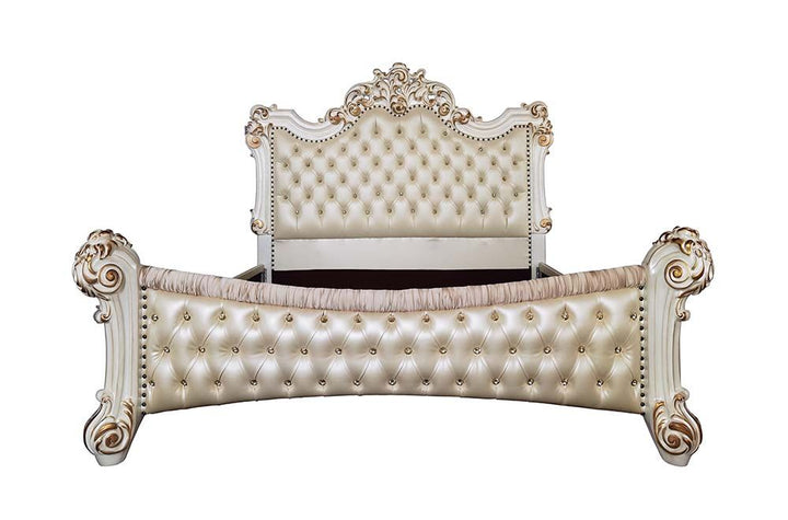 ACME Vendome PU & Antique Pearl Finish Queen Bed Model BD01339Q - MONAVILLA