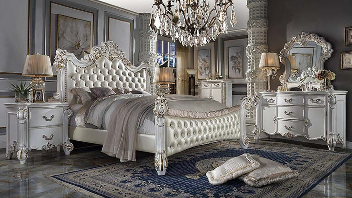 ACME Vendome PU & Antique Pearl Finish Bed Model BD01339 - MONAVILLA