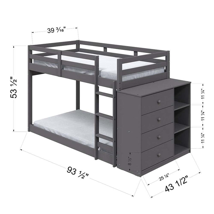 ACME Gaston Gray Finish Gaston Twin/Twin Bunk Bed Model BD01372 - MONAVILLA