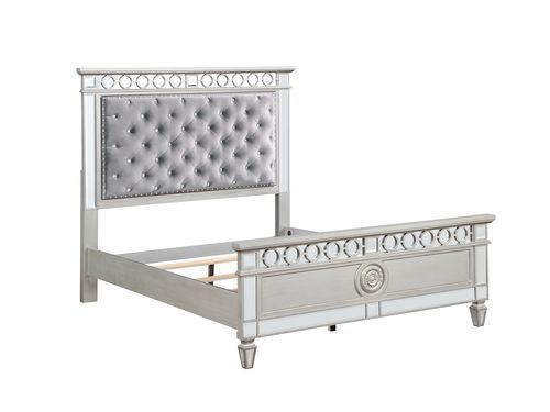 ACME Varian Gray Velvet, Silver & Mirrored Finish Bed Model BD01411 - MONAVILLA