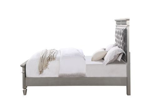 ACME Varian Gray Velvet, Silver & Mirrored Finish Bed Model BD01411 - MONAVILLA