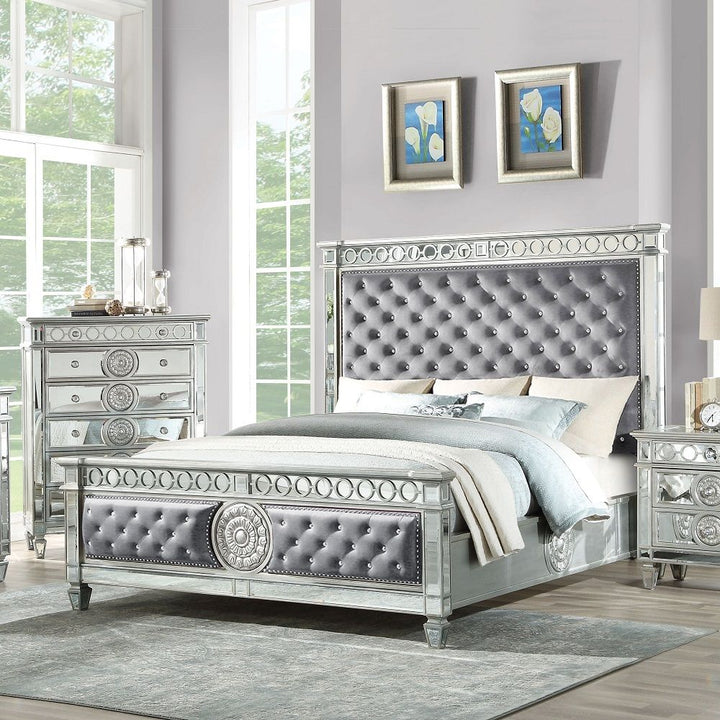 ACME Varian Gray Velvet & Mirrored Queen Bed Model BD02303Q - MONAVILLA