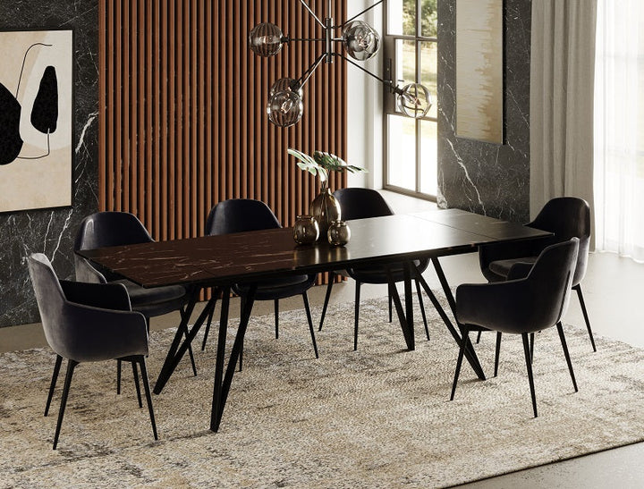 Modrest Bobby Modern Black Ceramic Extendable Dining Table - MONAVILLA