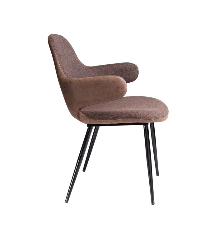 Modrest Bontura Modern Brown Fabric & Leatherette Accent Chair - MONAVILLA