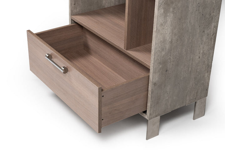 Nova Domus Boston Modern Brown Oak & Faux Concrete Bookcase - MONAVILLA