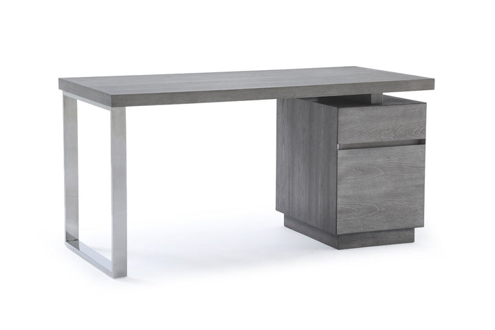 Modrest Carson Modern Grey Elm & Stainless Steel Desk - MONAVILLA