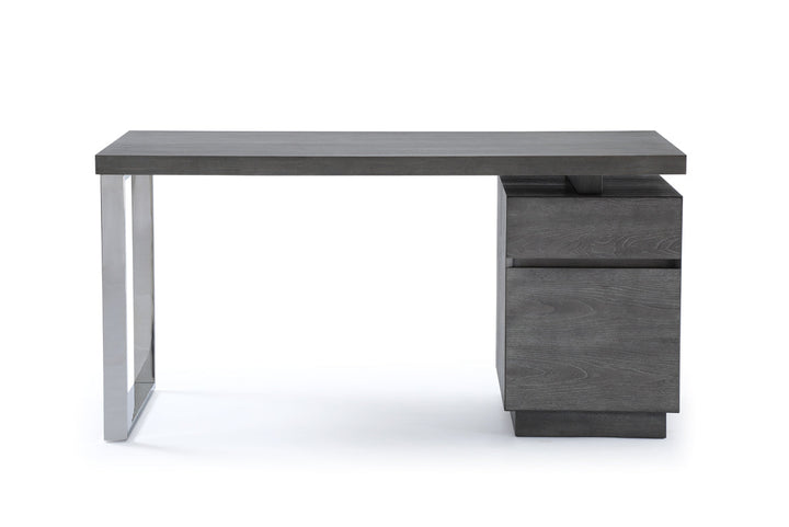 Modrest Carson Modern Grey Elm & Stainless Steel Desk - MONAVILLA