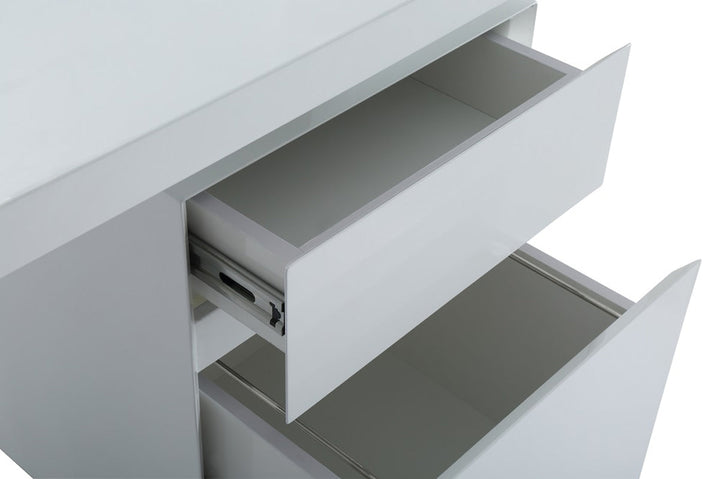 Modrest Carson Modern White & Stainless Steel Desk - MONAVILLA