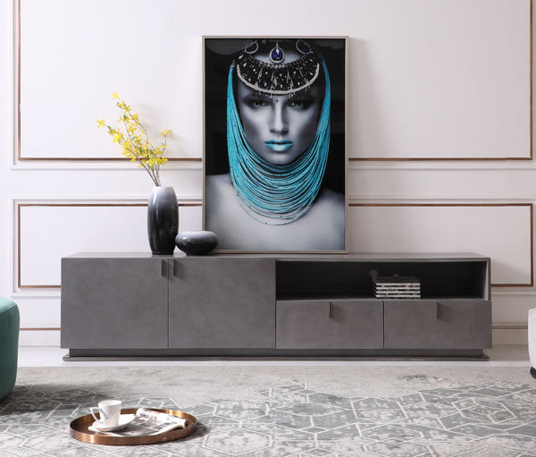 Modrest Buckley Modern Grey Crackle TV Stand - MONAVILLA