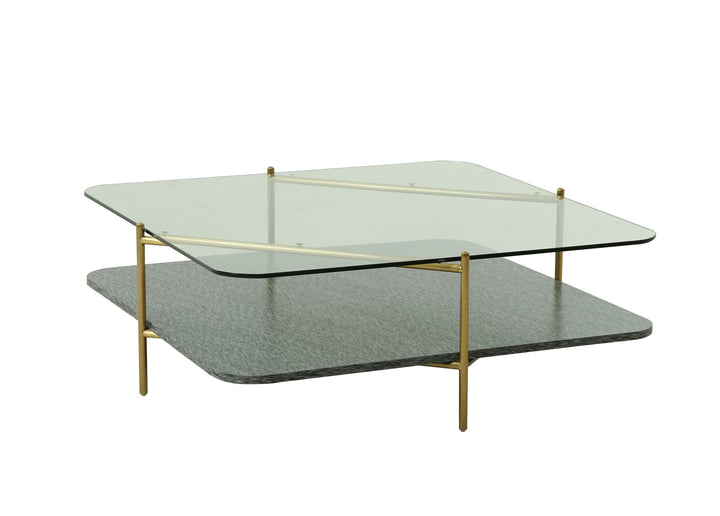 Modrest Cari Glam Gold & Glass Coffee Table - MONAVILLA