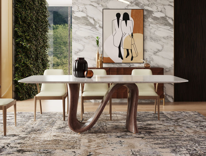 Modrest Carrizo Contemporary Walnut & Marble Dining Table - MONAVILLA