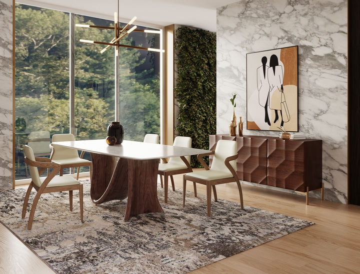 Modrest Carrizo Contemporary Walnut & Marble Dining Table - MONAVILLA