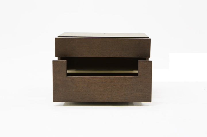 Ceres Modern Brown Oak and Grey Nightstand - MONAVILLA