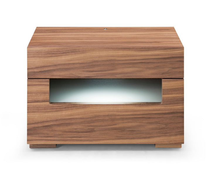 Modrest Ceres Contemporary LED Walnut Nightstand - MONAVILLA