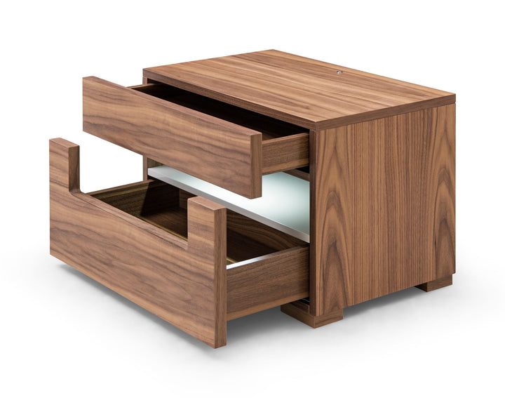 Modrest Ceres Contemporary LED Walnut Nightstand - MONAVILLA