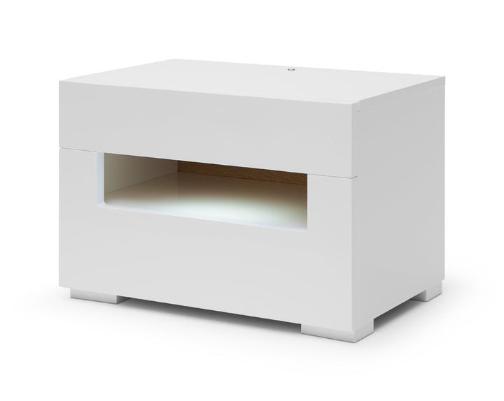 Modrest Ceres Modern LED White Lacquer Nightstand - MONAVILLA