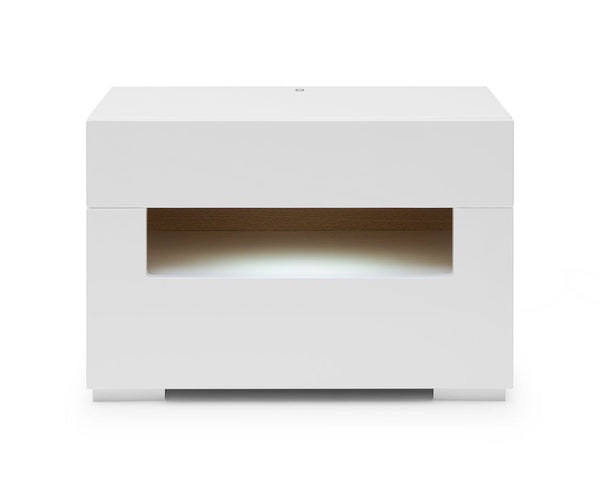 Modrest Ceres Modern LED White Lacquer Nightstand - MONAVILLA