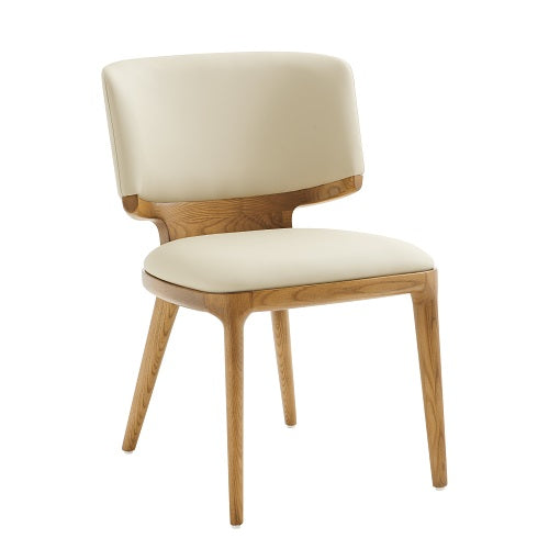 Modrest Stanley Contemporary Cream Leatherette and Walnut Set of Two Dining Chairs - MONAVILLA