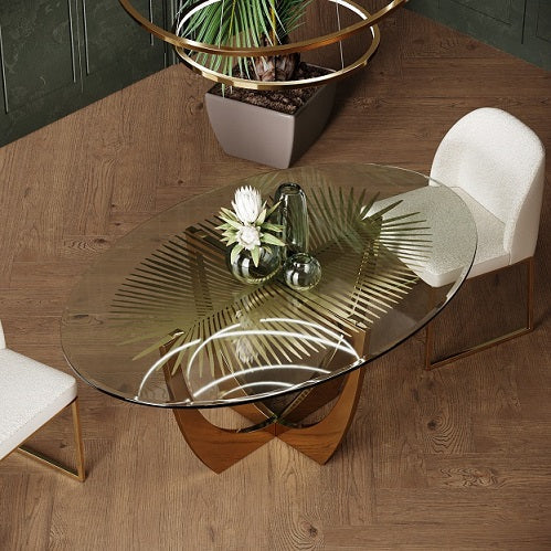 Modrest Chambers Glass & Gold Dining Table - MONAVILLA