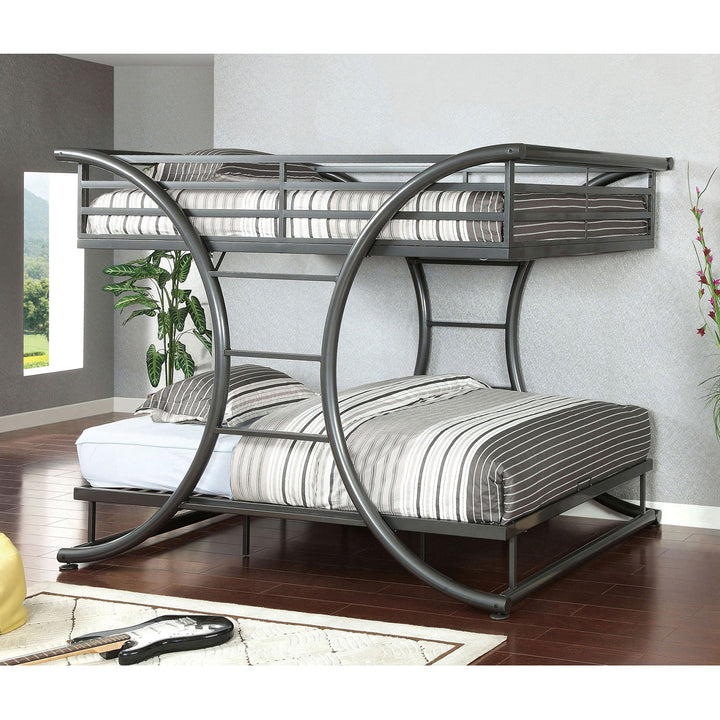 Furniture Of America Lexis Gun Metal Contemporary Full Full Bunk Bed Model CM-BK1036GM-BED - MONAVILLA