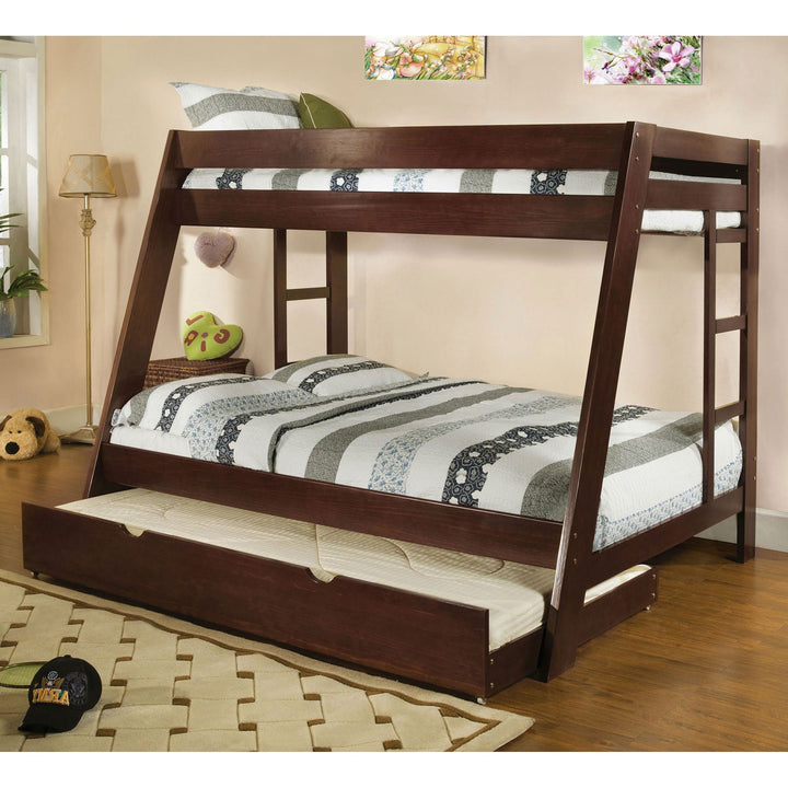 Furniture Of America Arizona Dark Walnut Transitional Twin Full Bunk Bed Model CM-BK358EXP-BED - MONAVILLA