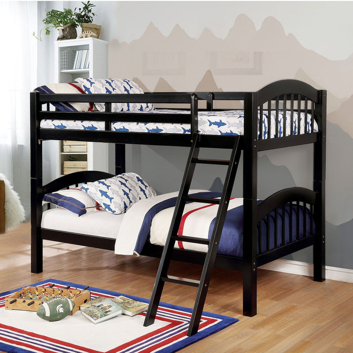 Furniture Of America Coneysland Black Transitional Twin Twin Bunk Bed Model CM-BK524-BK-BED - MONAVILLA