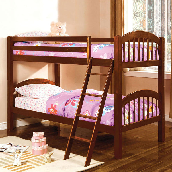 Furniture Of America Coneysland Cherry Transitional Twin Twin Bunk Bed Model CM-BK524-CH-BED - MONAVILLA