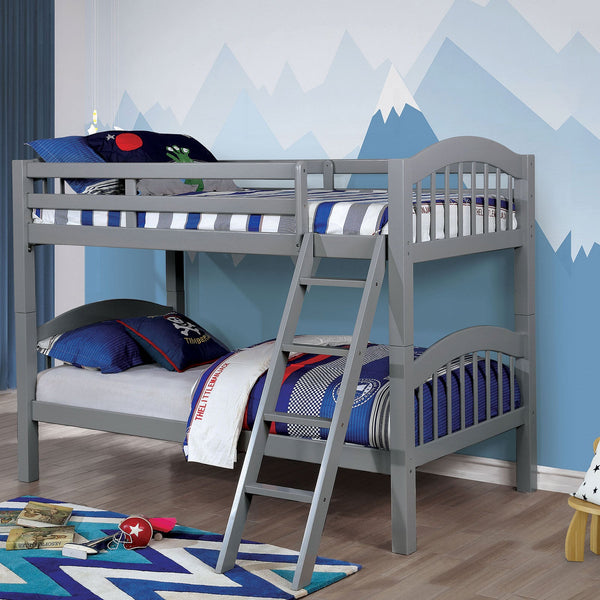 Furniture Of America Coneysland Gray Transitional Twin Twin Bunk Bed Model CM-BK524-GY-BED - MONAVILLA