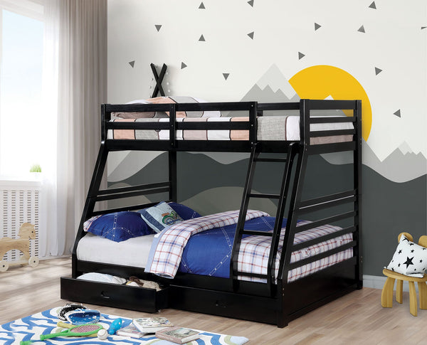 Furniture Of America California Black Transitional Twin Full Bunk Bed Model CM-BK588BK-BED - MONAVILLA