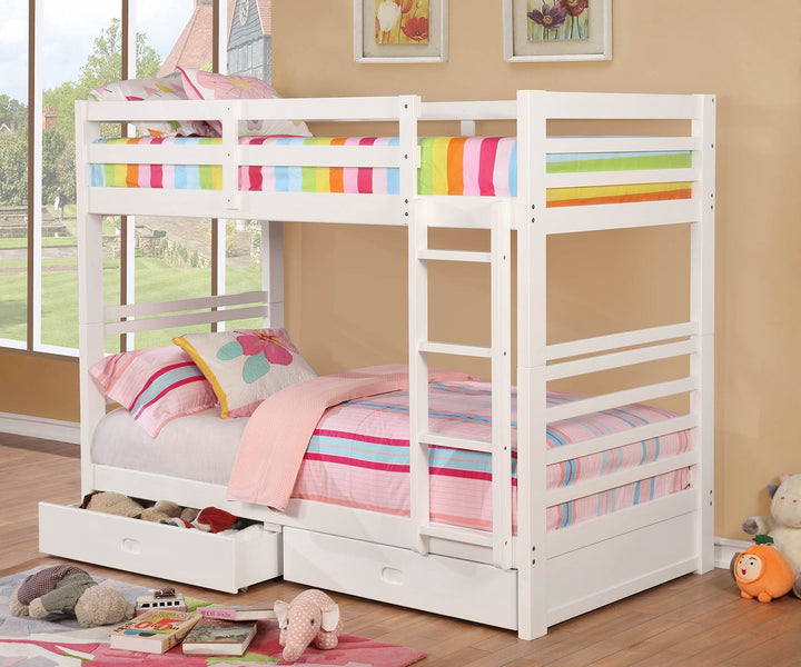 Furniture Of America California White Transitional Twin Twin Bunk Bed Model CM-BK588T-WH-BED - MONAVILLA