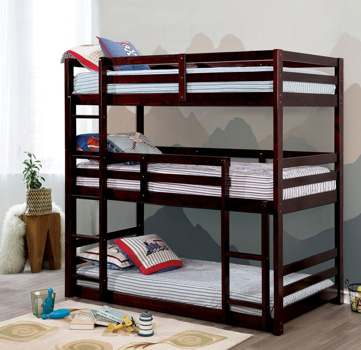 Furniture Of America California V Dark Walnut Transitional Twin Twin Twin Bunk Bed Model CM-BK589EX-BED - MONAVILLA