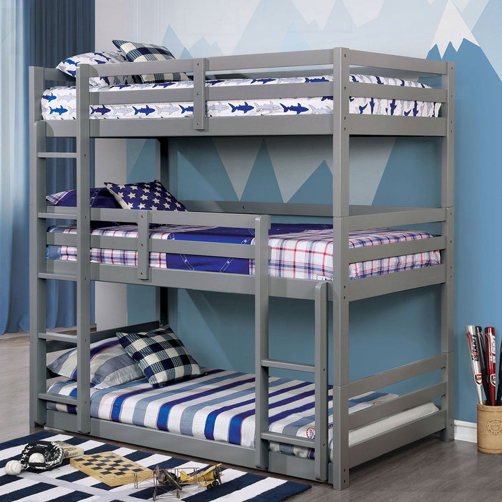 Furniture Of America California V Gray Transitional Twin Twin Twin Bunk Bed Model CM-BK589GY-BED - MONAVILLA