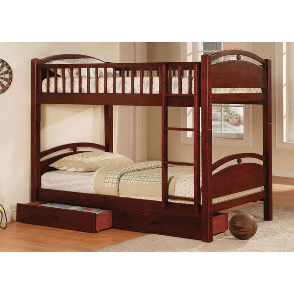 Furniture Of America California Cherry Cottage Twin Twin Bunk Bed With 2 Drawers Model CM-BK600CH-BED - MONAVILLA