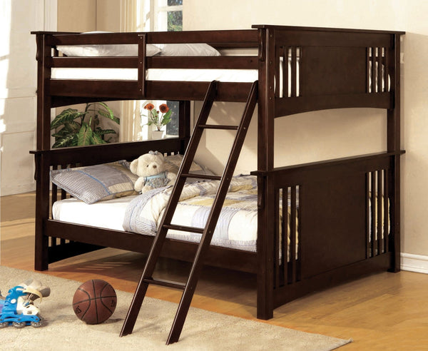 Furniture Of America Spring Creek Dark Walnut Cottage Full Full Bunk Bed Model CM-BK603EXP-BED - MONAVILLA