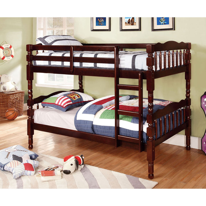 Furniture Of America Catalina Dark Walnut Cottage Twin Twin Bunk Bed Model CM-BK606EX-BED - MONAVILLA