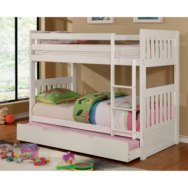 Furniture Of America Canberra White Cottage Twin Twin Bunk Bed Model CM-BK607T-WH-BED - MONAVILLA