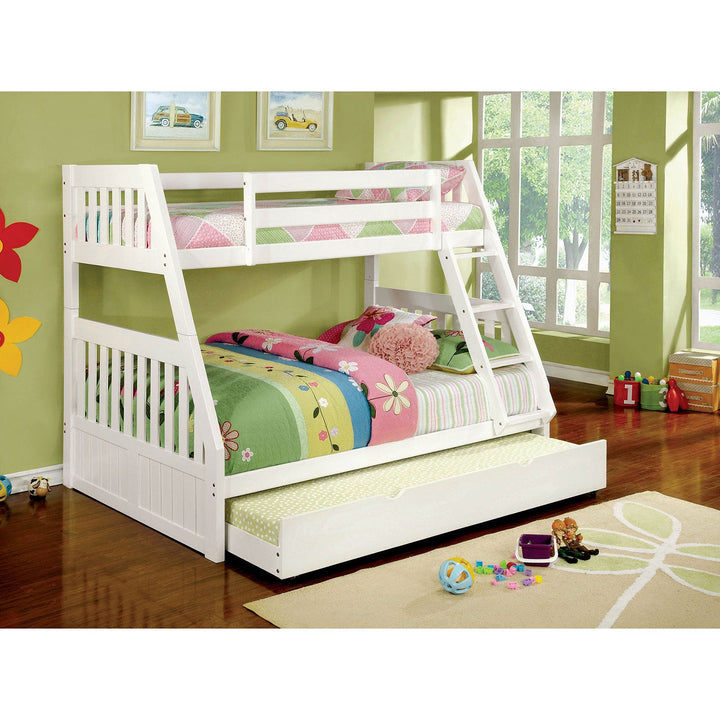 Furniture Of America Canberra White Cottage Twin Full Bunk Bed Model CM-BK607WH-BED - MONAVILLA