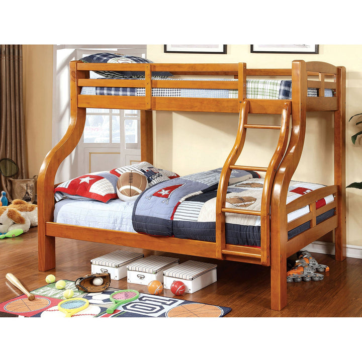 Furniture Of America Solpine Oak Transitional Twin Full Bunk Bed Model CM-BK618-BED - MONAVILLA