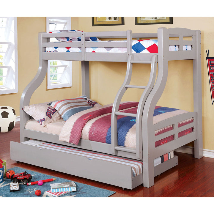 Furniture Of America Solpine Gray Transitional Twin Full Bunk Bed Model CM-BK618GY-BED - MONAVILLA