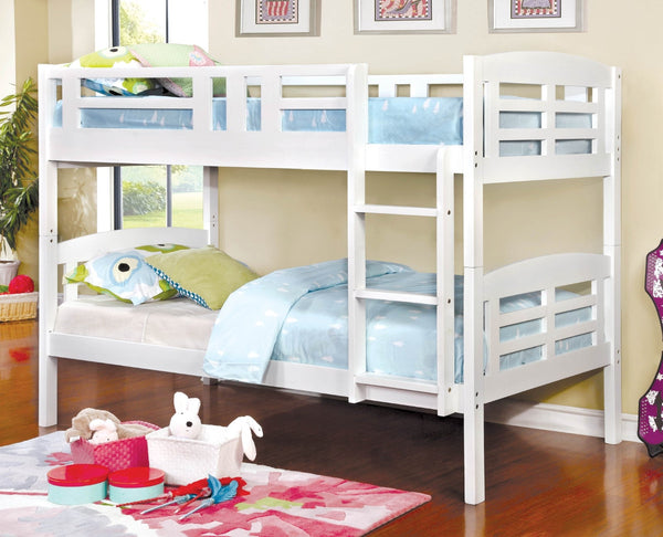 Furniture Of America Cassie White Transitional Twin Twin Bunk Bed Model CM-BK627-BED - MONAVILLA