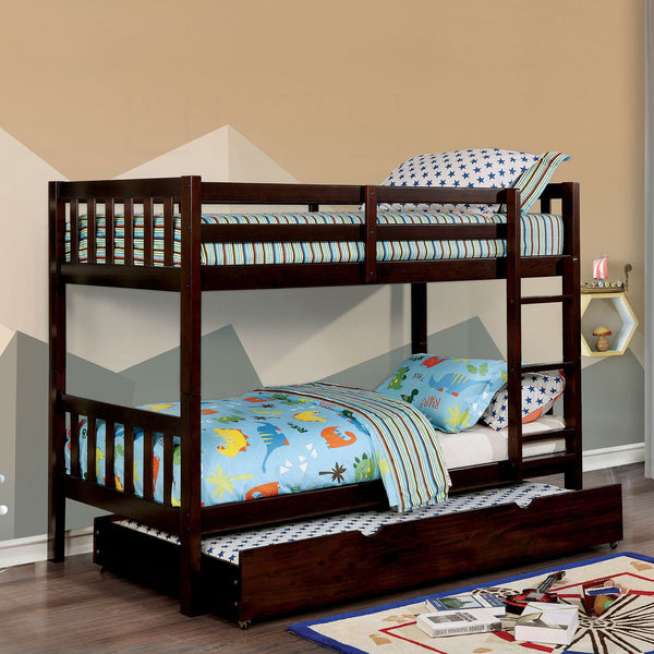 Furniture Of America Emilie Dark Walnut Transitional Twin Twin Bunk Bed Model CM-BK633EX-TT-BED - MONAVILLA